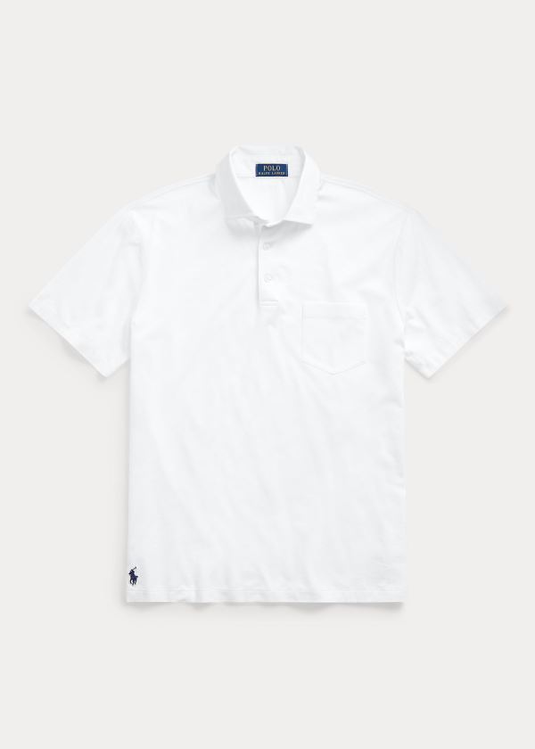 Koszulki Polo Ralph Lauren Custom Slim Fit Jersey Polo Męskie Białe | CLHE6776