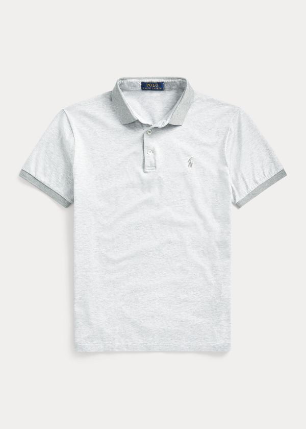 Koszulki Polo Ralph Lauren Custom Slim Fit Jersey Polo Męskie Szare Białe | DCTC2930