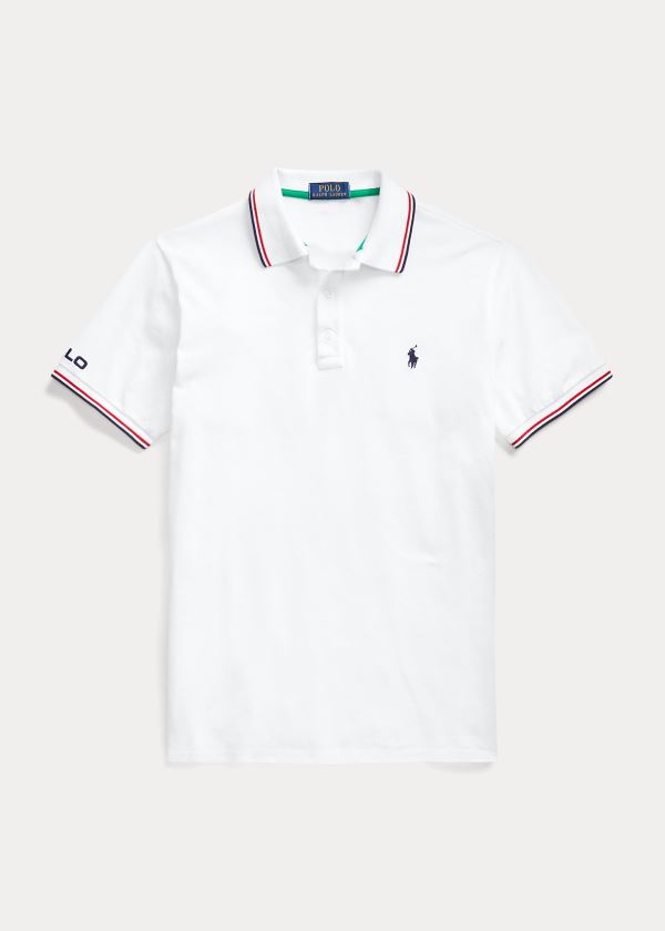 Koszulki Polo Ralph Lauren Custom Slim Fit Mesh Polo Męskie Białe | PVEJ2393