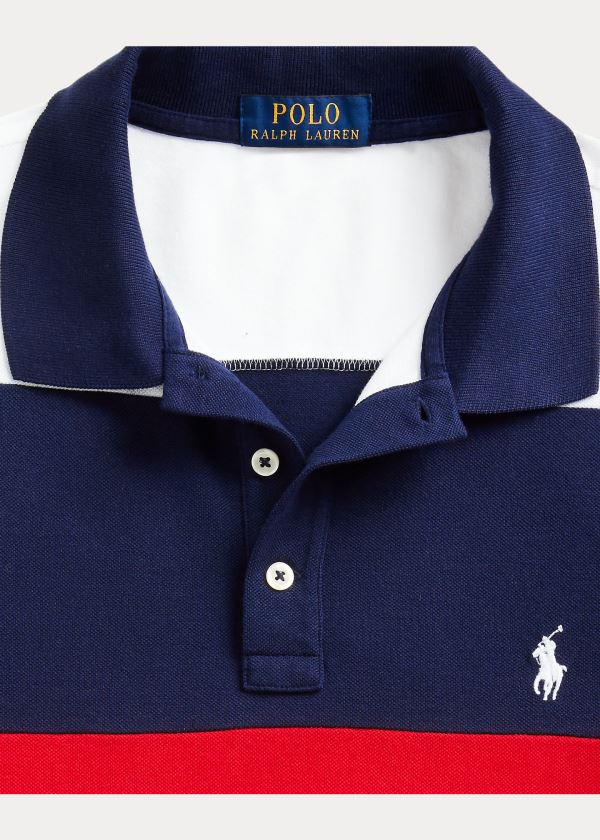 Koszulki Polo Ralph Lauren Custom Slim Fit Mesh Polo Męskie Czerwone Kolorowe | JRQP2331