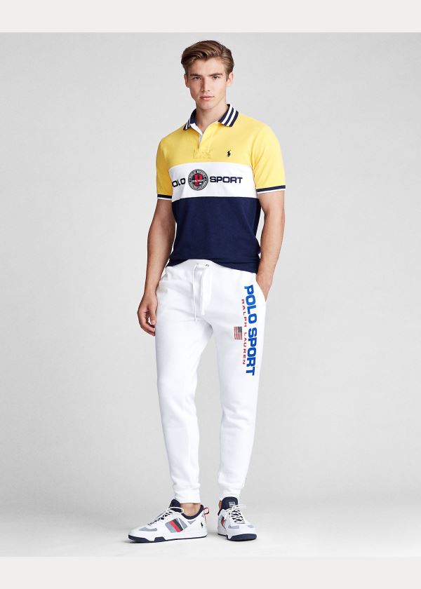 Koszulki Polo Ralph Lauren Custom Slim Fit Mesh Polo Męskie Żółte Kolorowe | CGLO2281