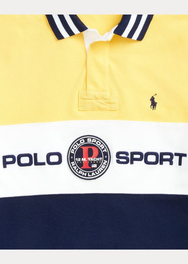 Koszulki Polo Ralph Lauren Custom Slim Fit Mesh Polo Męskie Żółte Kolorowe | CGLO2281