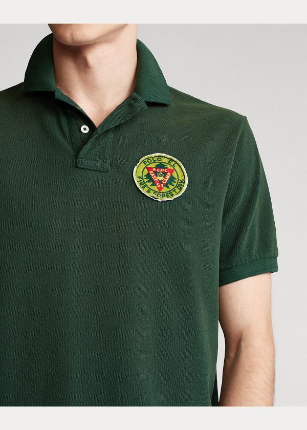 Koszulki Polo Ralph Lauren Custom Slim Fit Mesh Polo Męskie Zielone | TFDV1001