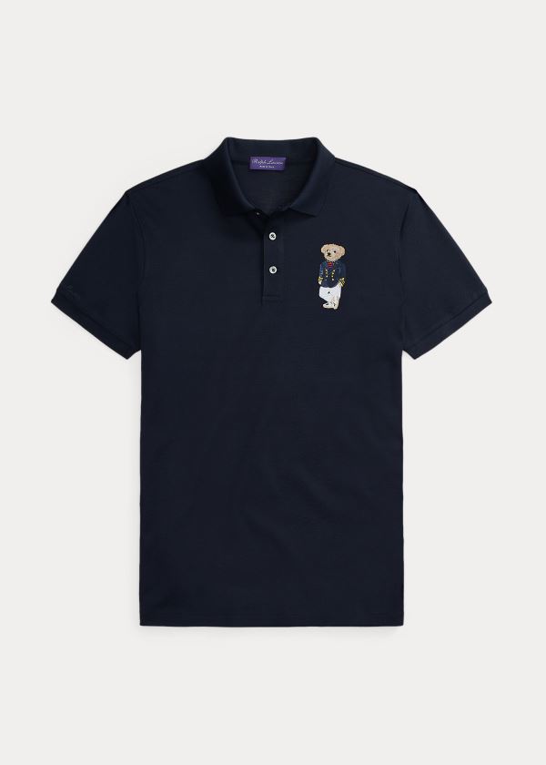 Koszulki Polo Ralph Lauren Custom Slim Fit Bear Polo Męskie Granatowe | XTDZ5755