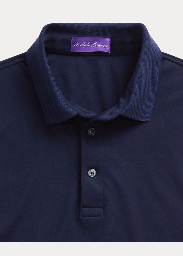 Koszulki Polo Ralph Lauren Custom Slim Fit Interlock Polo Męskie Granatowe | NTDL1766