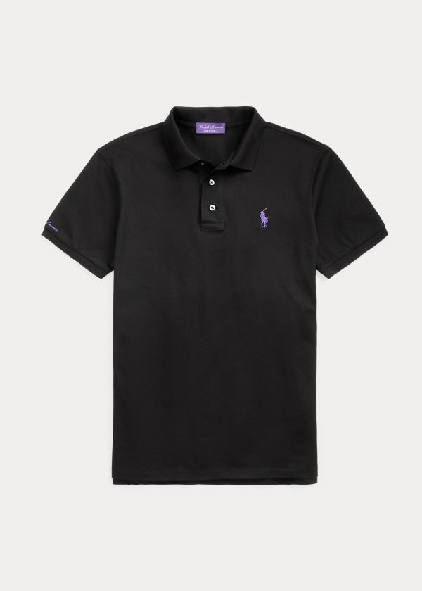 Koszulki Polo Ralph Lauren Custom Slim Fit Piqu? Polo Męskie Czarne | VTZW1408