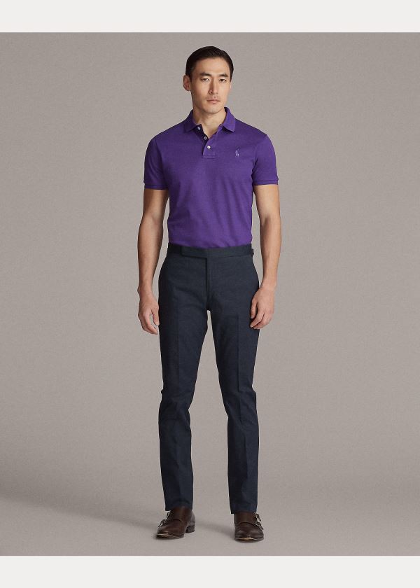 Koszulki Polo Ralph Lauren Custom Slim Fit Piqu? Polo Męskie Głęboka Fioletowe | DFDT6832