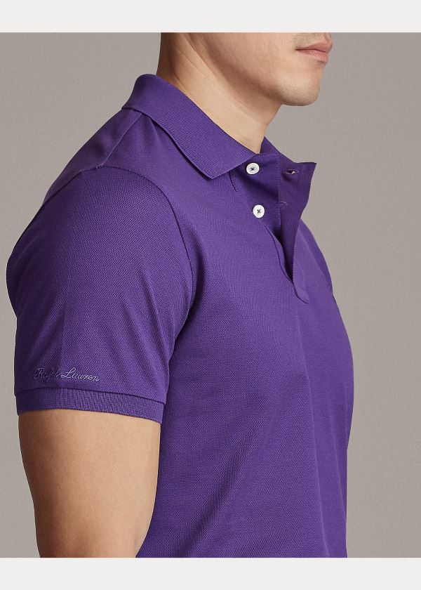 Koszulki Polo Ralph Lauren Custom Slim Fit Piqu? Polo Męskie Głęboka Fioletowe | DFDT6832