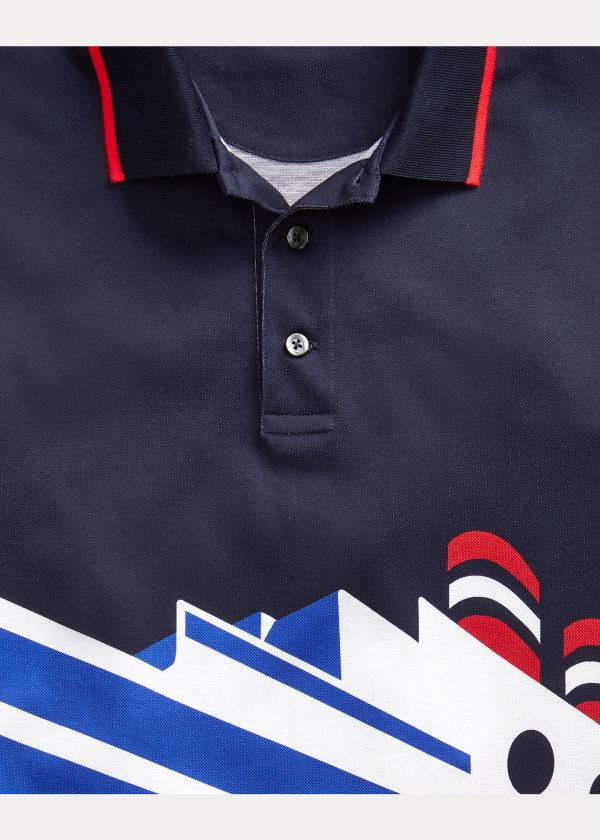 Koszulki Polo Ralph Lauren Custom Slim Fit Piqu? Polo Męskie Granatowe Kolorowe | ZFUW2641