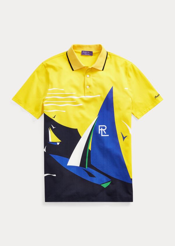 Koszulki Polo Ralph Lauren Custom Slim Fit Piqu? Polo Męskie Głęboka Żółte Kolorowe | GAFV9582