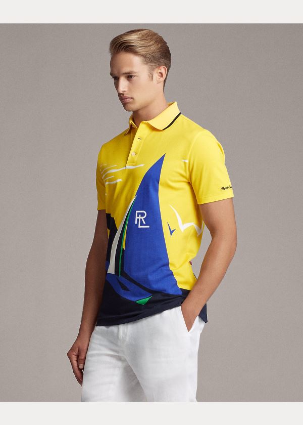 Koszulki Polo Ralph Lauren Custom Slim Fit Piqu? Polo Męskie Głęboka Żółte Kolorowe | GAFV9582