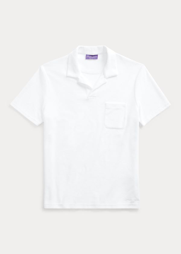 Koszulki Polo Ralph Lauren Custom Slim Fit Terry Polo Męskie Białe | QYWU8192