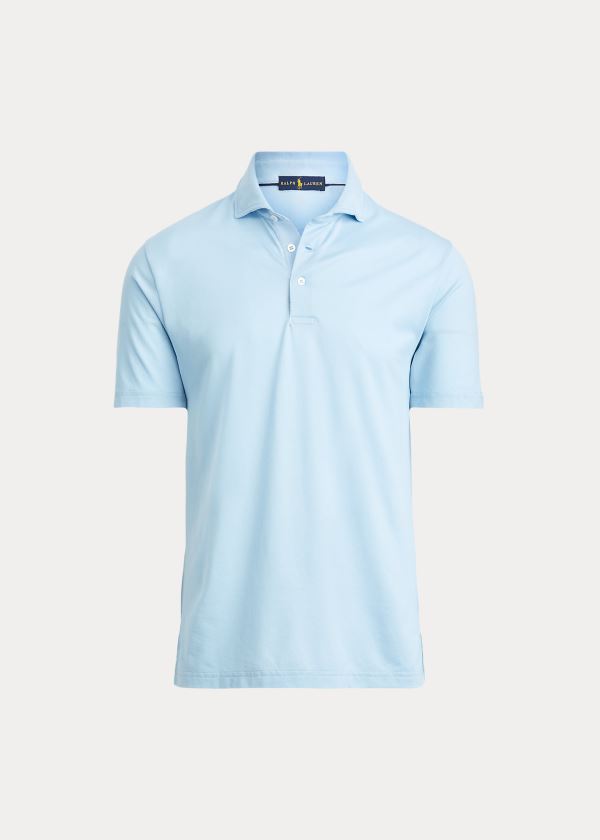 Koszulki Polo Ralph Lauren Custom Slim Performance Polo Męskie Niebieskie | IFWO7585