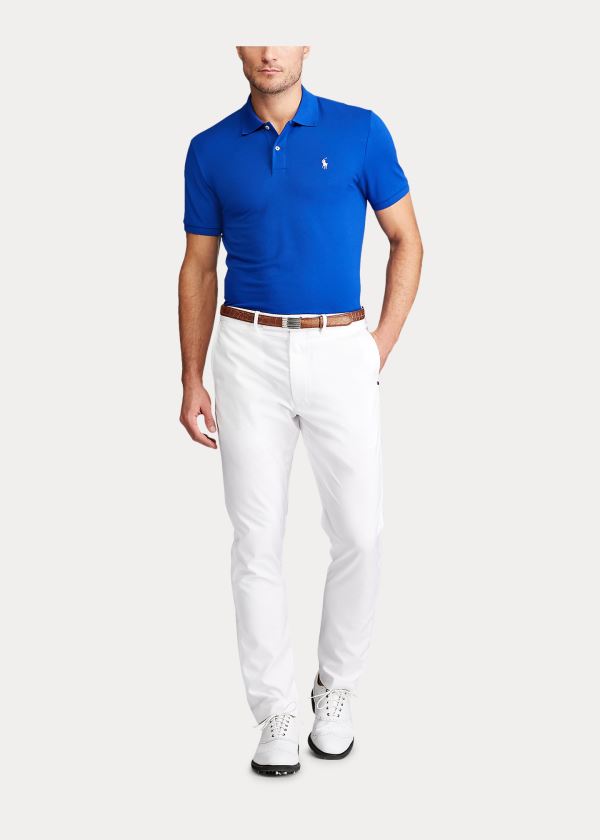 Koszulki Polo Ralph Lauren Custom Slim Performance Polo Męskie Królewski Niebieski Niebieskie | EUSE5778