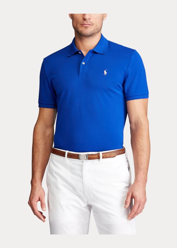 Koszulki Polo Ralph Lauren Custom Slim Performance Polo Męskie Królewski Niebieski Niebieskie | EUSE5778