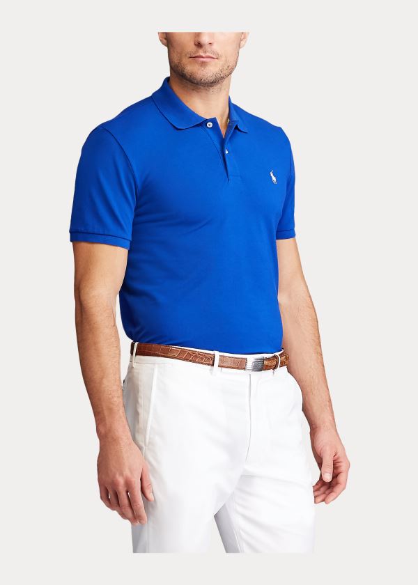 Koszulki Polo Ralph Lauren Custom Slim Performance Polo Męskie Królewski Niebieski Niebieskie | EUSE5778