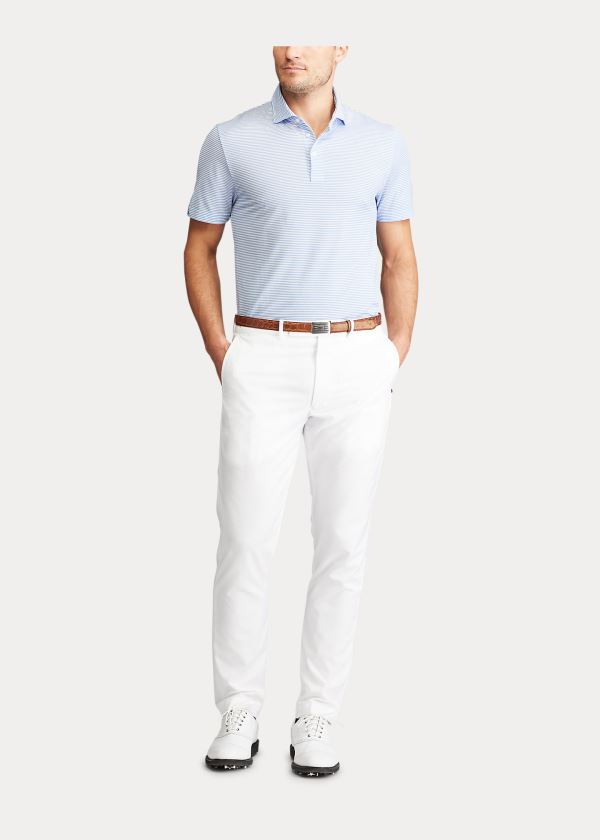 Koszulki Polo Ralph Lauren Custom Slim Performance Polo Męskie Niebieskie Białe | SECT4134