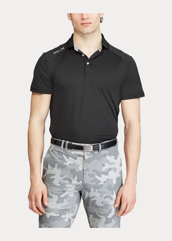 Koszulki Polo Ralph Lauren Custom Slim Performance Polo Męskie Czarne | CTEQ8497