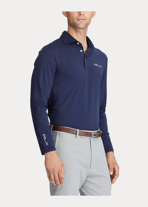 Koszulki Polo Ralph Lauren Custom Slim Performance Polo Męskie Granatowe | PTPX7801