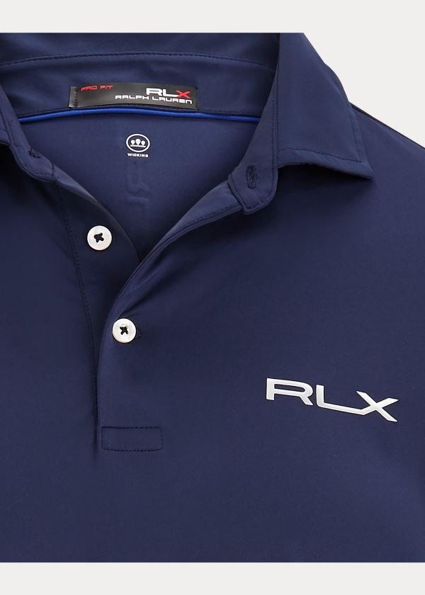 Koszulki Polo Ralph Lauren Custom Slim Performance Polo Męskie Granatowe | PTPX7801