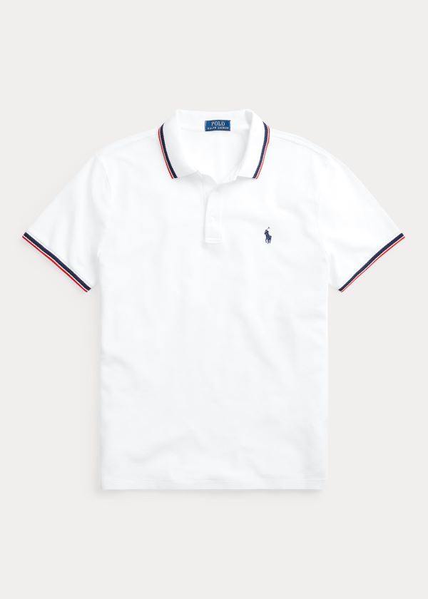 Koszulki Polo Ralph Lauren Custom Slim Stretch Mesh Polo Męskie Białe | MSDP4229