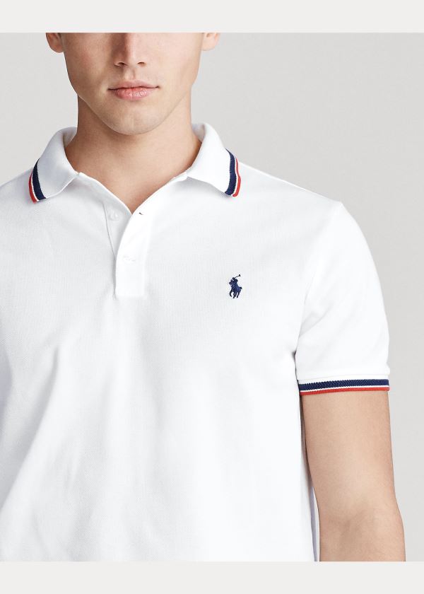 Koszulki Polo Ralph Lauren Custom Slim Stretch Mesh Polo Męskie Białe | MSDP4229