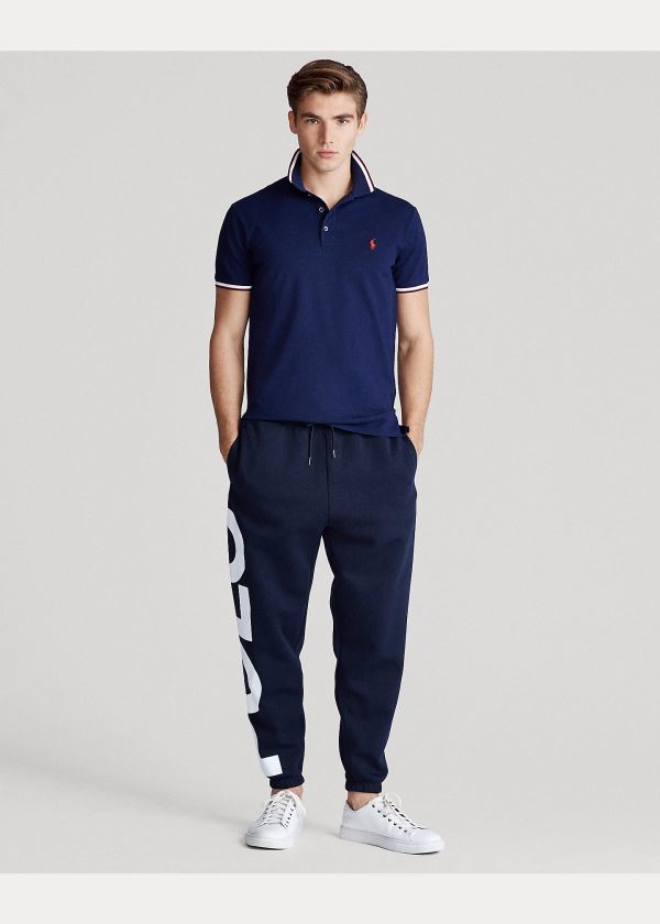 Koszulki Polo Ralph Lauren Custom Slim Stretch Mesh Polo Męskie Granatowe | BFHD8283