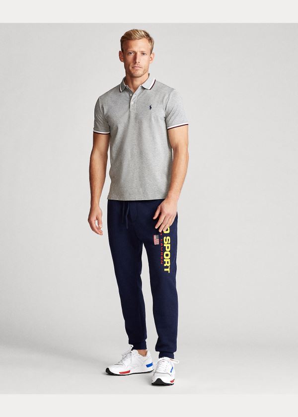 Koszulki Polo Ralph Lauren Custom Slim Stretch Mesh Polo Męskie Szare | NLAA4199