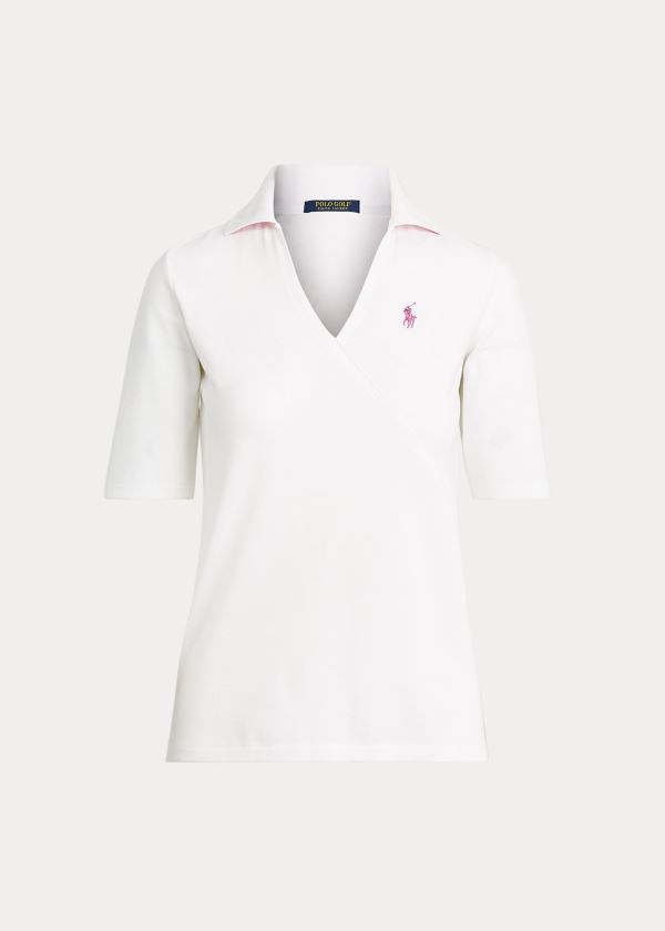 Koszulki Polo Ralph Lauren Elbow-Length-Sleeve Golf Polo Damskie Białe | PKBC6523