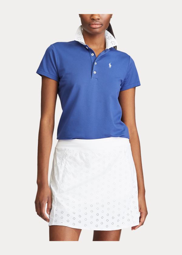 Koszulki Polo Ralph Lauren Eyelet Golf Polo Shirt Damskie Królewski Niebieski Granatowe | YQUU8223