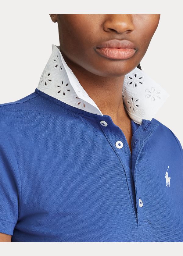 Koszulki Polo Ralph Lauren Eyelet Golf Polo Shirt Damskie Królewski Niebieski Granatowe | YQUU8223