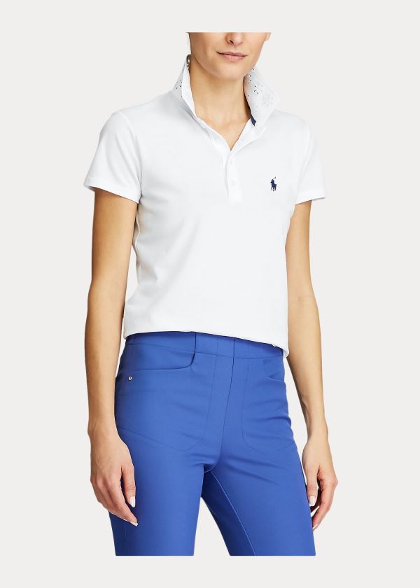 Koszulki Polo Ralph Lauren Eyelet Golf Polo Shirt Damskie Białe | IZEM3137