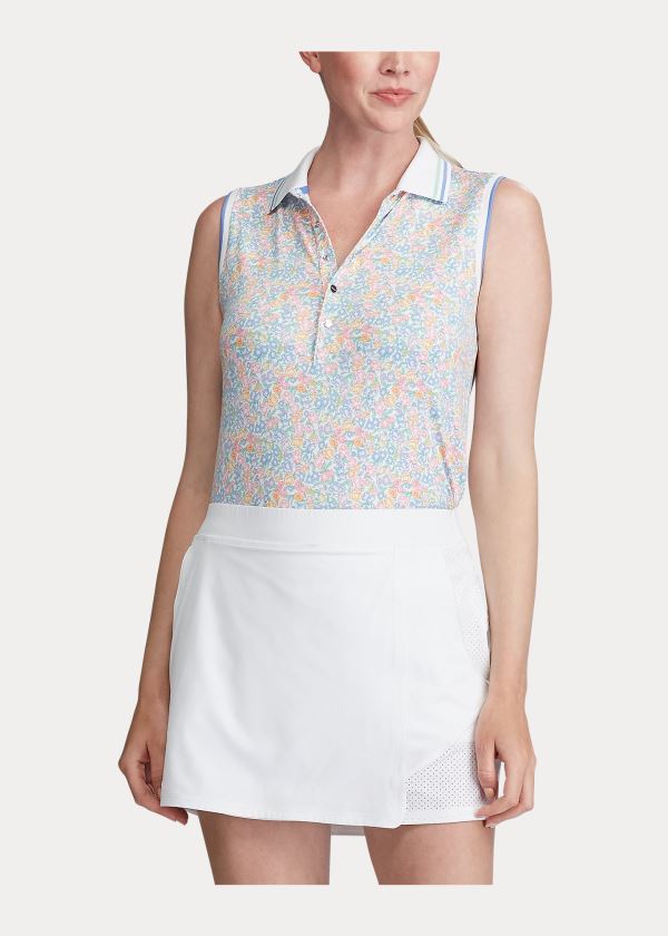 Koszulki Polo Ralph Lauren Floral Sleeveless Golf Polo Damskie Kolorowe | QLOH0762