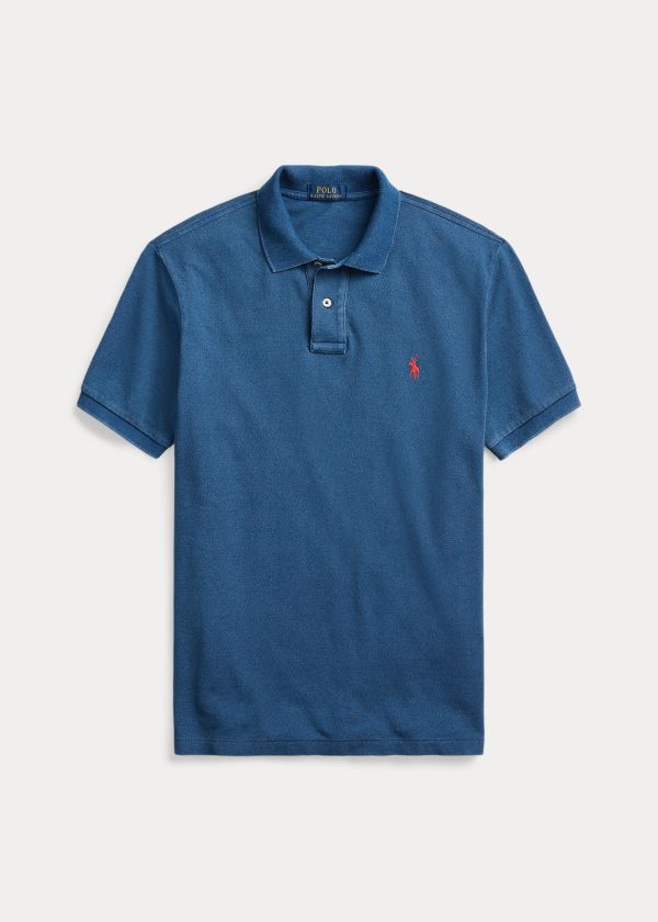 Koszulki Polo Ralph Lauren Indigo Mesh Polo Shirt - All Fits Męskie Indygo Czerwone | UJCL0176