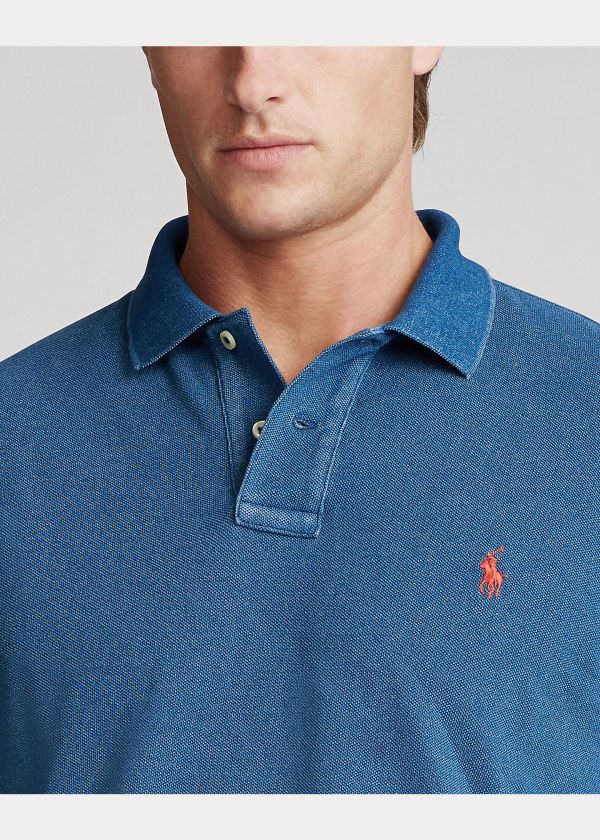 Koszulki Polo Ralph Lauren Indigo Mesh Polo Shirt - All Fits Męskie Indygo Czerwone | UJCL0176