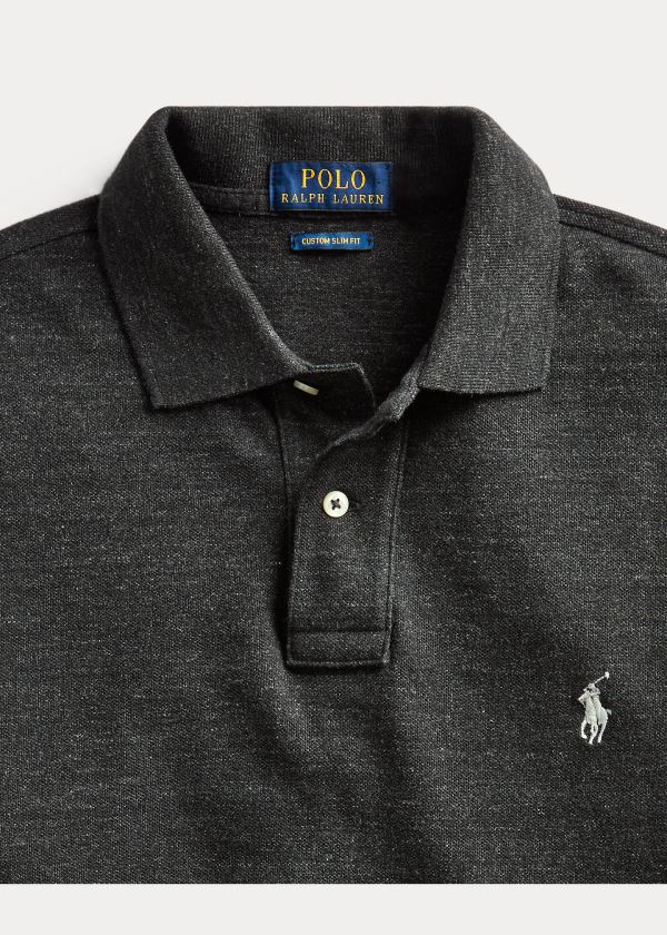 Koszulki Polo Ralph Lauren Mesh Long-Sleeve Polo Shirt - All Fits Męskie Ciemny Szare | FPEZ9901