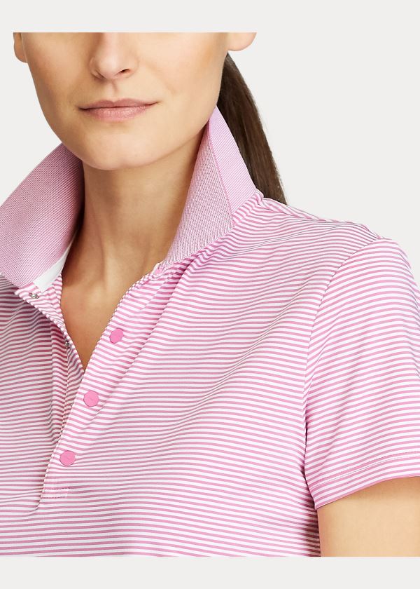 Koszulki Polo Ralph Lauren Performance Golf Polo Damskie Różowe Białe | FLXI9132