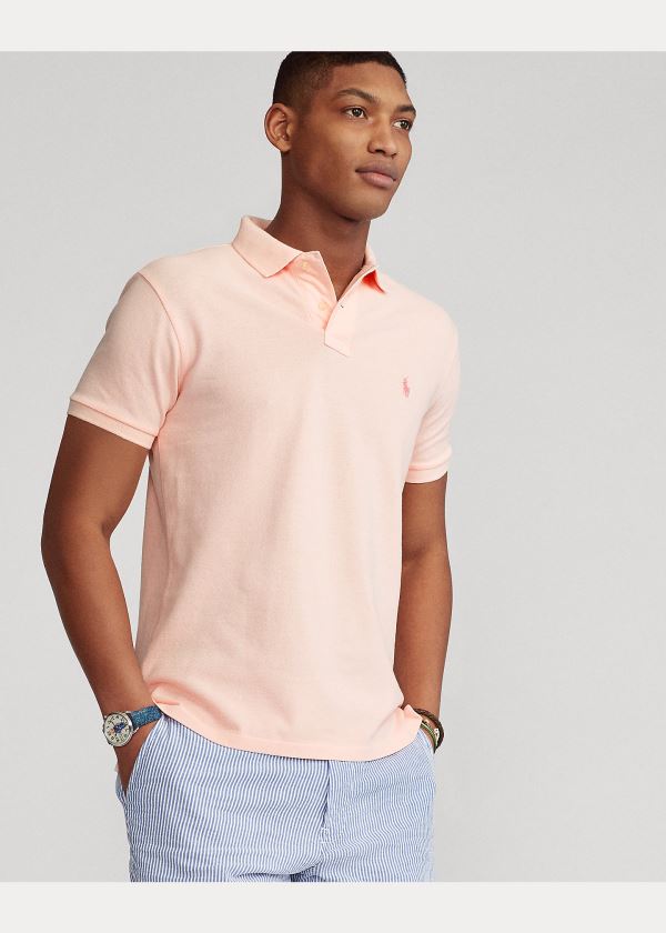 Koszulki Polo Ralph Lauren Pink Pony Custom Slim Fit Polo Męskie Różowe | VVRC0157