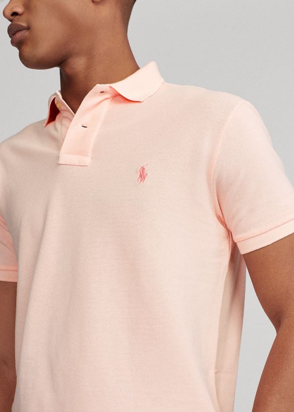 Koszulki Polo Ralph Lauren Pink Pony Custom Slim Fit Polo Męskie Różowe | VVRC0157