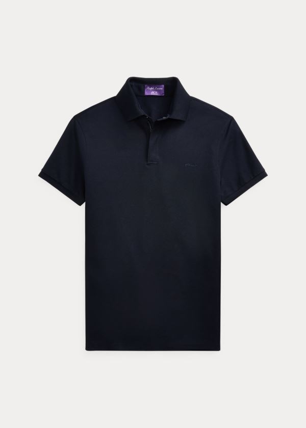 Koszulki Polo Ralph Lauren RLX Zip-Placket Stretch Polo Męskie Granatowe | JXOQ1254