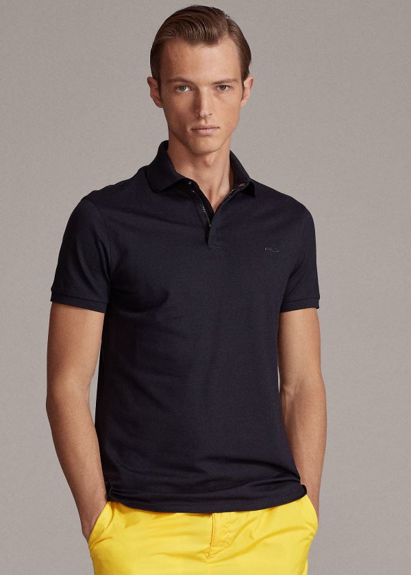 Koszulki Polo Ralph Lauren RLX Zip-Placket Stretch Polo Męskie Granatowe | JXOQ1254