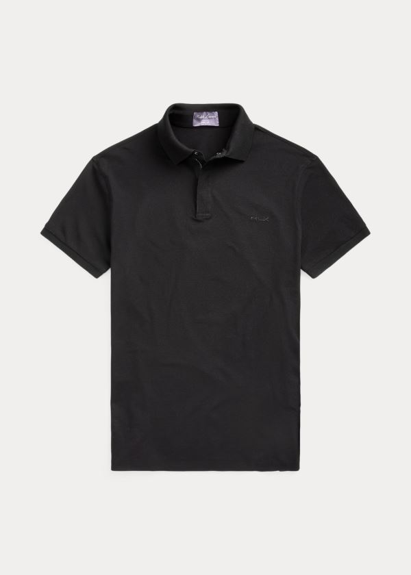 Koszulki Polo Ralph Lauren RLX Zip-Placket Stretch Polo Męskie Czarne | EPFU4938