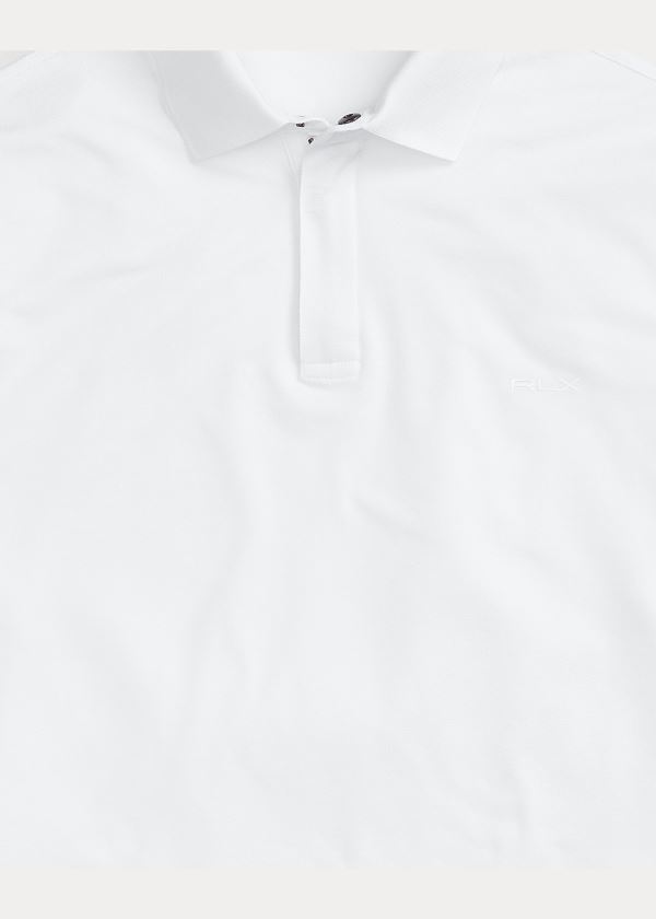 Koszulki Polo Ralph Lauren RLX Zip-Placket Stretch Polo Męskie Białe | POEB2364