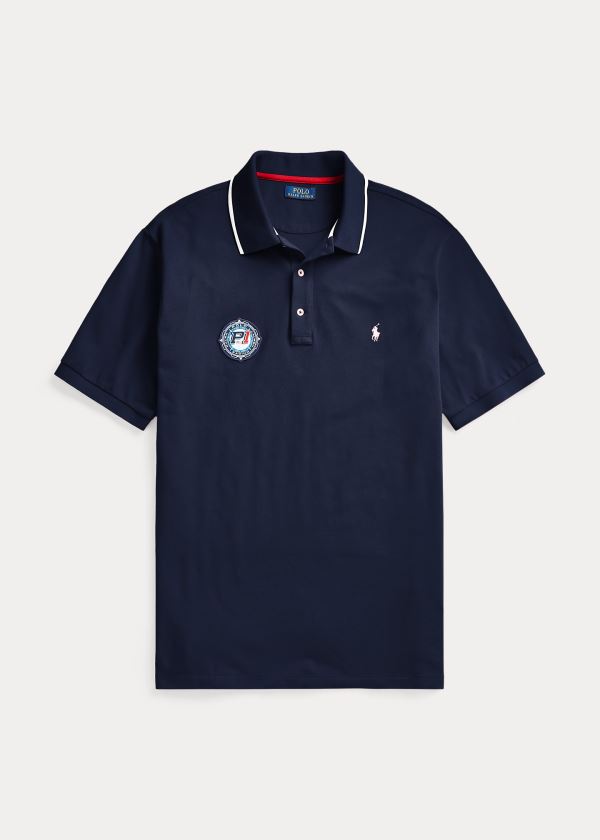 Koszulki Polo Ralph Lauren Racing Mesh Polo Shirt Męskie Granatowe | MDNG3682