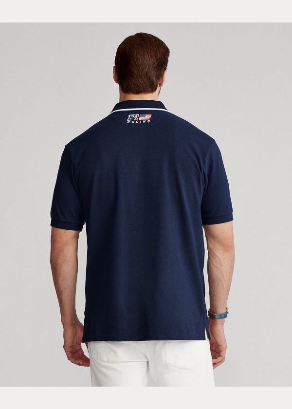 Koszulki Polo Ralph Lauren Racing Mesh Polo Shirt Męskie Granatowe | MDNG3682