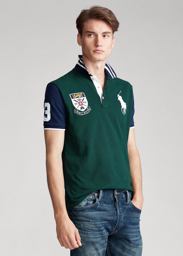 Koszulki Polo Ralph Lauren Rowing-Crest Big Pony Polo Shirt - All Fits Męskie Zielone Granatowe | CWZI3320