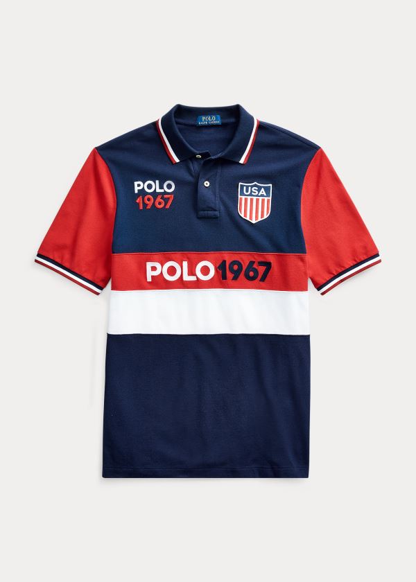 Koszulki Polo Ralph Lauren Shield Polo Shirt - All Fits Męskie Granatowe Kolorowe | FCPW2331