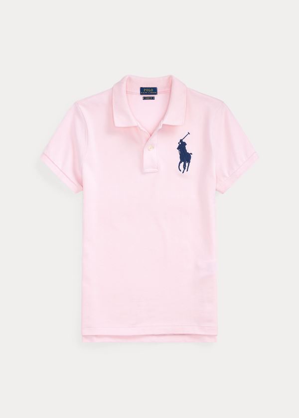 Koszulki Polo Ralph Lauren Skinny Fit Big Pony Polo Shirt Damskie Różowe | DEKC0625