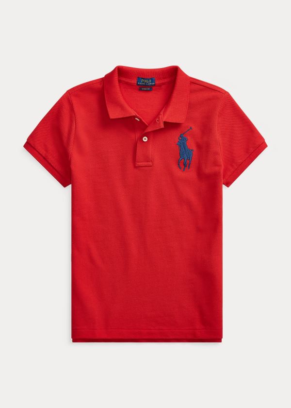 Koszulki Polo Ralph Lauren Skinny Fit Big Pony Polo Shirt Damskie Czerwone | MMGO9344