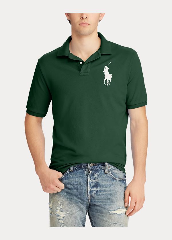 Koszulki Polo Ralph Lauren Slim Fit Mesh Polo Shirt Męskie Zielone | WTLA9679